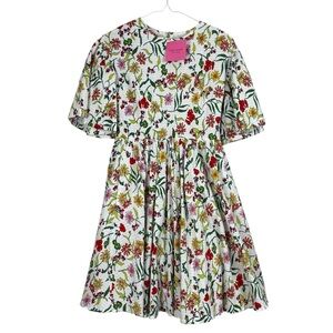 NWT KATE SPADE NY Rooftop Garden Floral Greenwich Flare Sleeve Midi Dress SZ 0